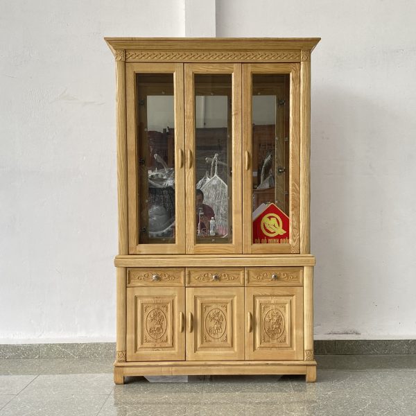 Tủ rượu gỗ sồi cổ điển 3 cánh